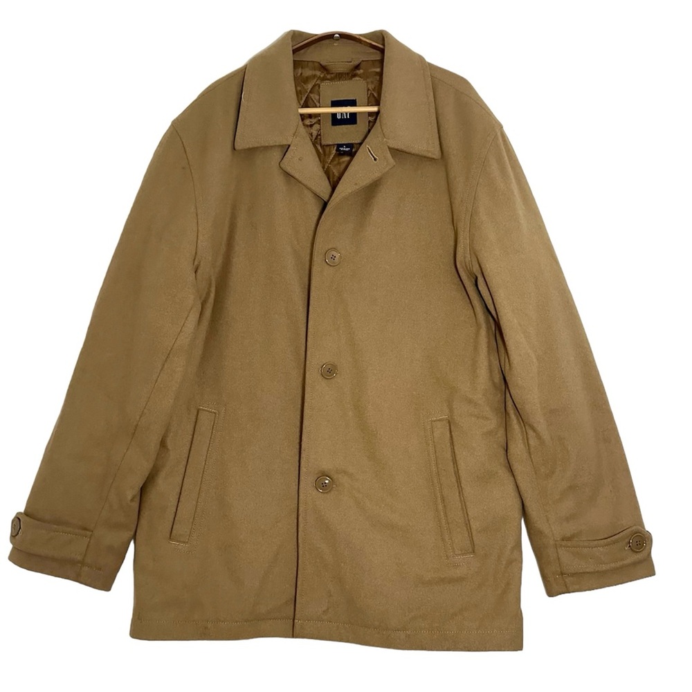 Gap Men’s Wool Coat Jacket Blazer Button Up Collared Khaki Warm Size L